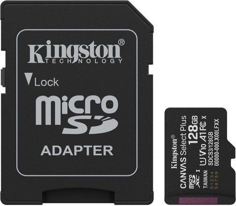 Карта памяти Kingston 128 GB microSDXC Canvas Select Plus Gen3 + SD-Adapter SDCS3/128GB 652157 фото