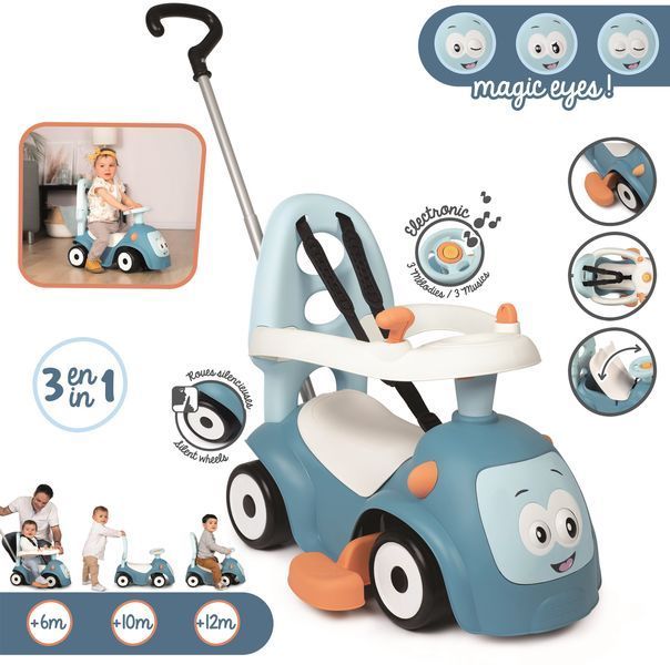 Каталка з батьківською ручкою Smoby Маестро 3 в 1, блакитний (720304) 643966 фото