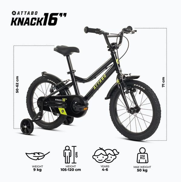 Дитячий двоколісний велосипед Attabo Knack 16 Black 604660 фото