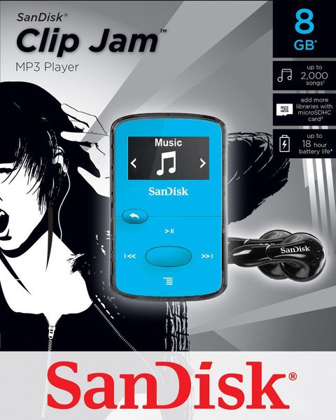 Компактный MP3 плеер Sandisk Sansa Clip Jam Blue 8GB (SDMX26-008G-G46B) 170419 фото