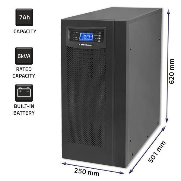 ИБП непрерывного действия (Online) Qoltec On-line 6kVA/4.8kW (53982) 503612 фото