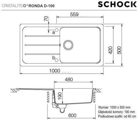 Кухонная мойка Schock Formhaus D-100 L onyx 10 448017 фото