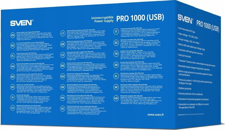 Лінійно-інтерактивне ДБЖ Sven Pro 1000 USB (SV-013868) 594406 фото