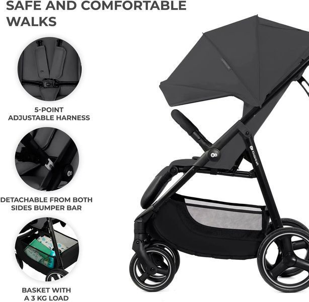 Прогулянкова коляска KinderKraft Trig 3 Granite Grey (KSTRIG03GRY0000) 643755 фото