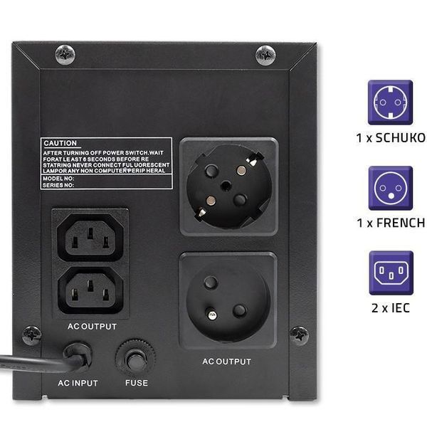 Лінійно-інтерактивне ДБЖ Qoltec Monolith 1200VA/720W (53775) 503201 фото