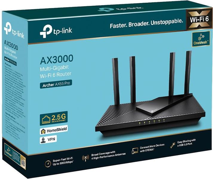 Беспроводной маршрутизатор (роутер) TP-Link Archer AX55 Pro 476733 фото