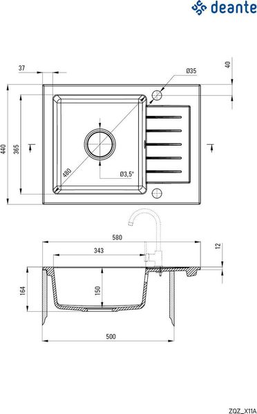 Кухонная мойка Deante Zorba ZQZ N11A 319598 фото
