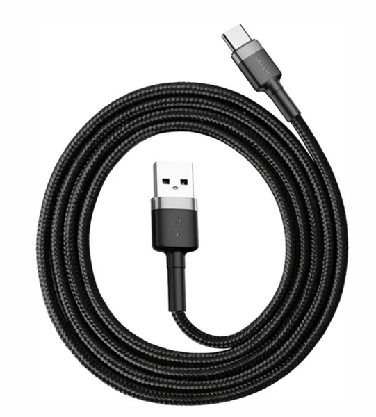 Кабель Baseus USB Cabel to USB-C Cafule 1m Grey/Black (CATKLF-BG1) 648352 фото