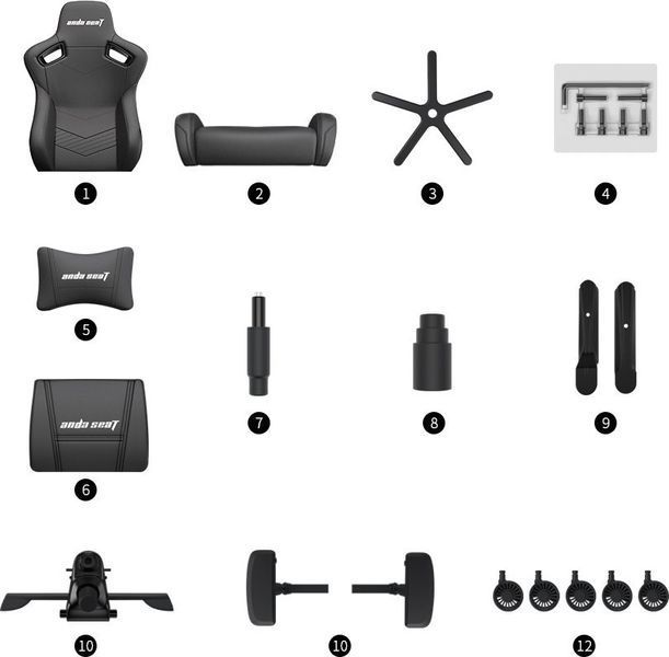 Комп'ютерне крісло для геймера Anda Seat Kaiser 2 XL black (AD12XL-07-B-PV-B01) 545886ua фото